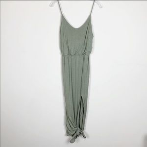 Lulu's | olive green side slit maxi dress medium